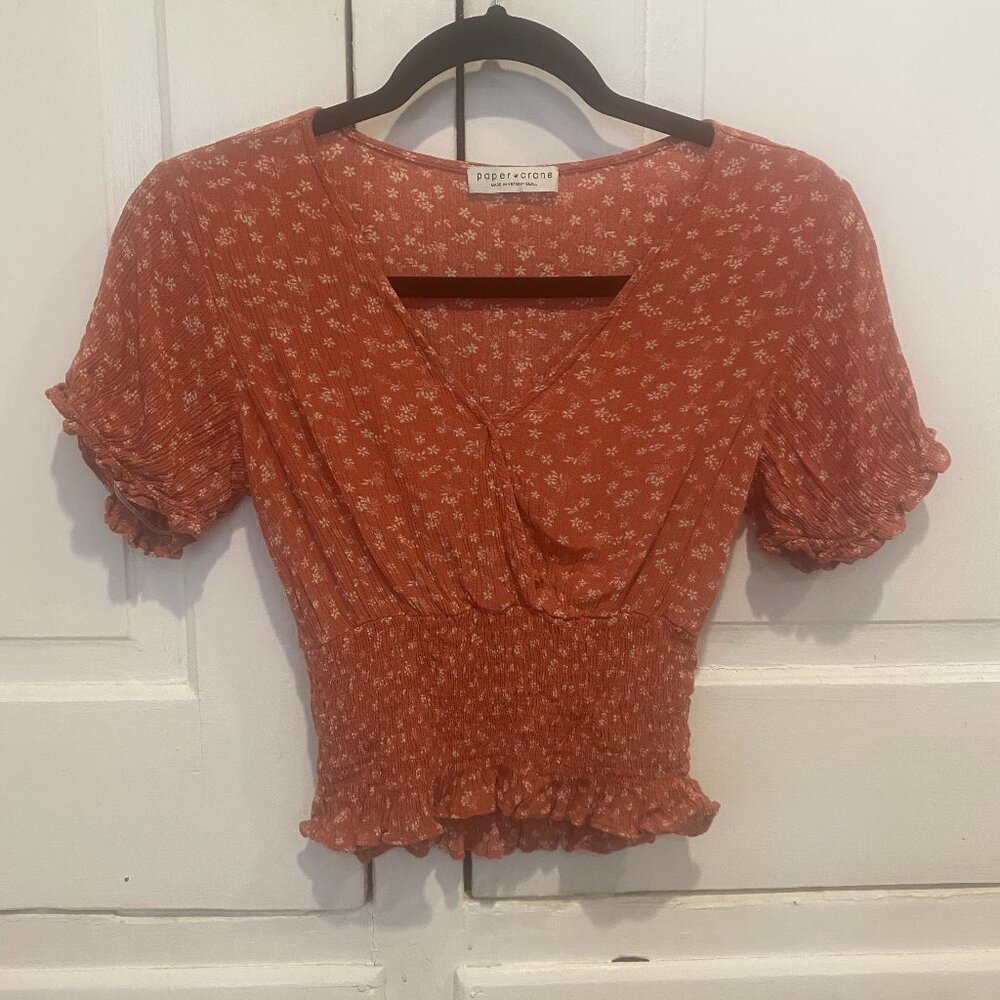 Paper Crane Women's Smocked Crop Top Size S #402
